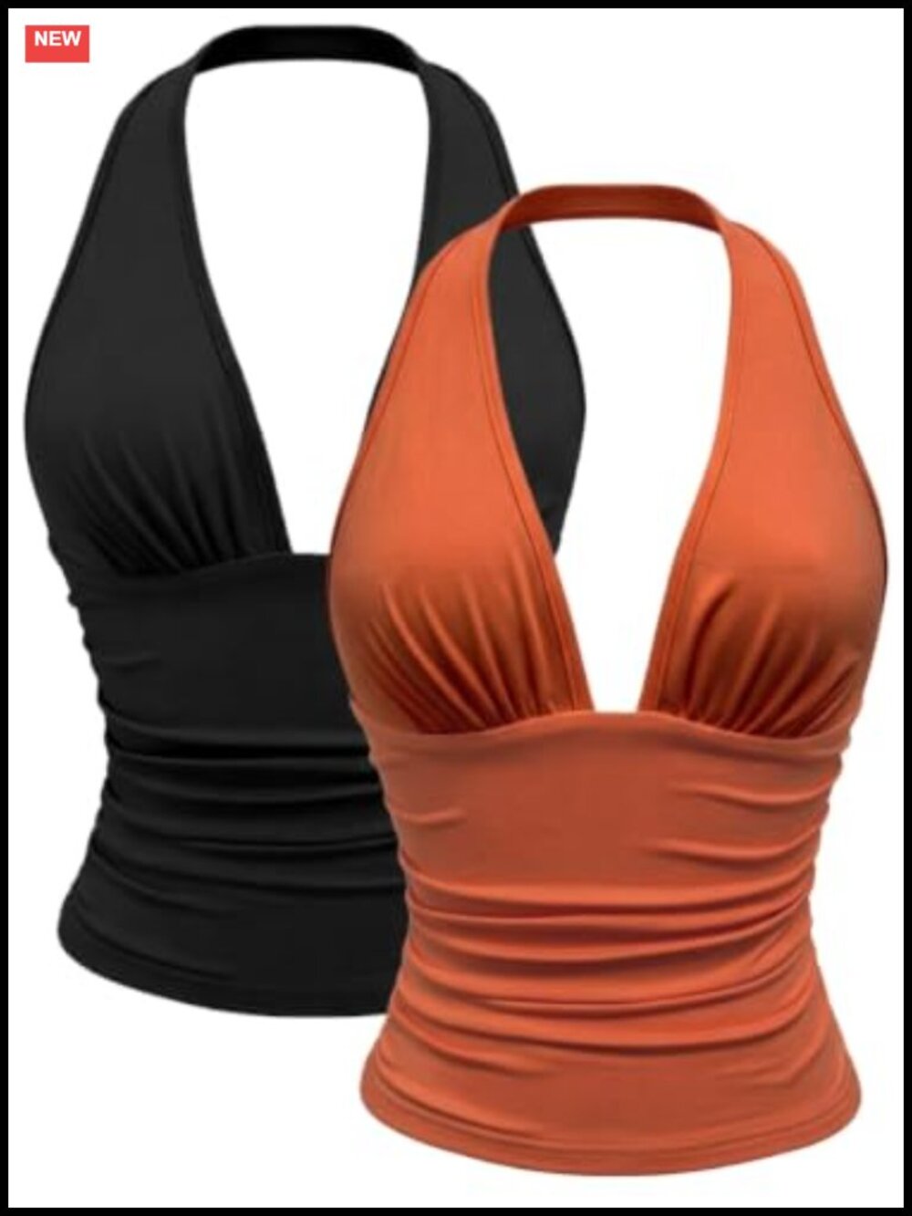 Y2K Halter Crop Top 2-Piece Set Sexy Backless Deep V Neck